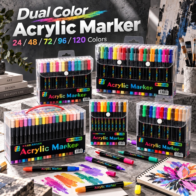 Copic Marker Classic - Zweifarbige Acryl-Filzstifte, 24/48/72/96/120 Farben, doppelseitige Stifte