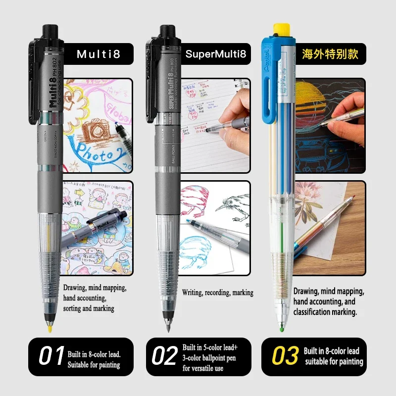Japan Pentel Multi+8 Druckblei – Pentel Pen Energel Bewertung und Preis